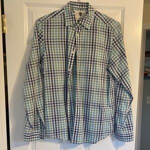 Black Brown 1826 Blue and Green Plaid Button Down Shirt